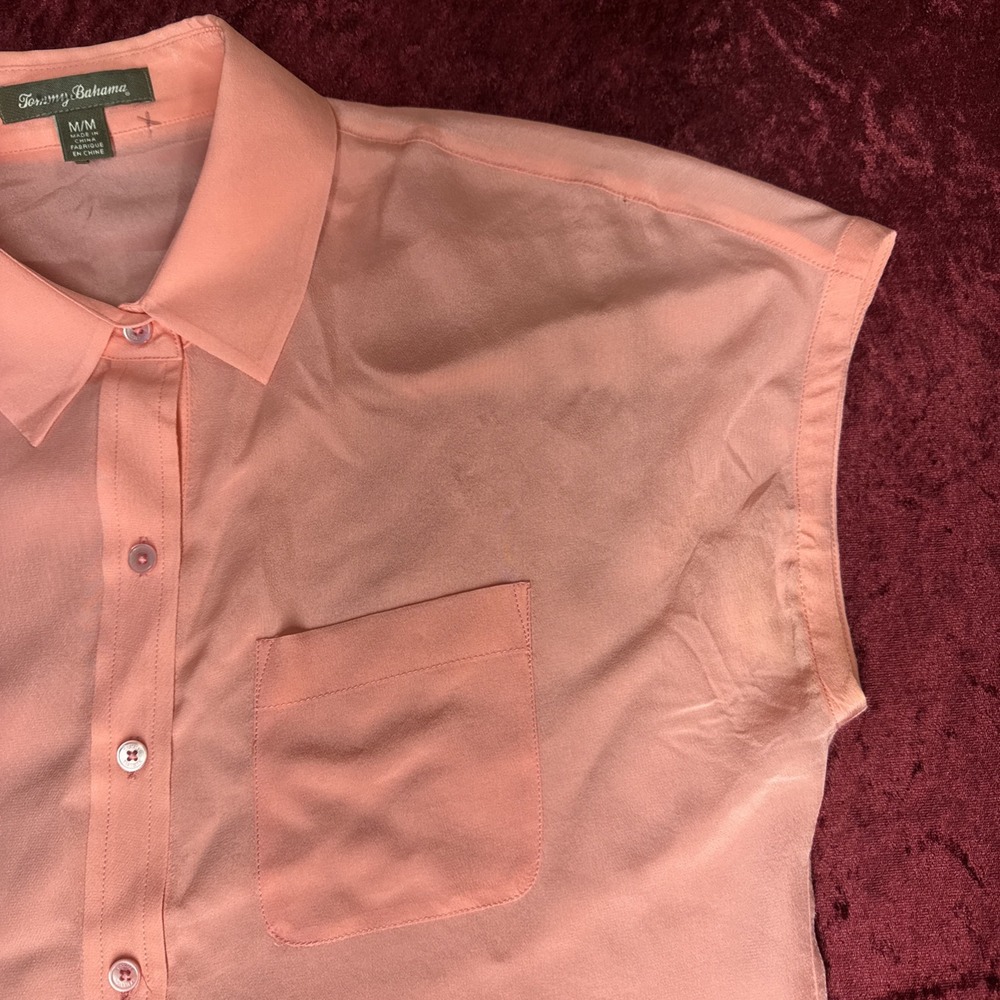 Tommy Bahama Women Pink Medium Sleeveless Button-Down Shirt‎ M Thin - Picture 7 of 11